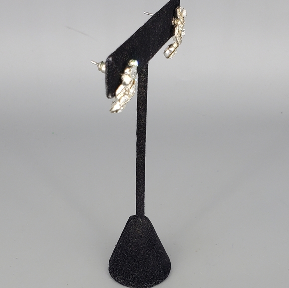 Rhinestone Silvertone Glamour Prom, Evening Necklace and Earrings Set - Picture 8 of 10